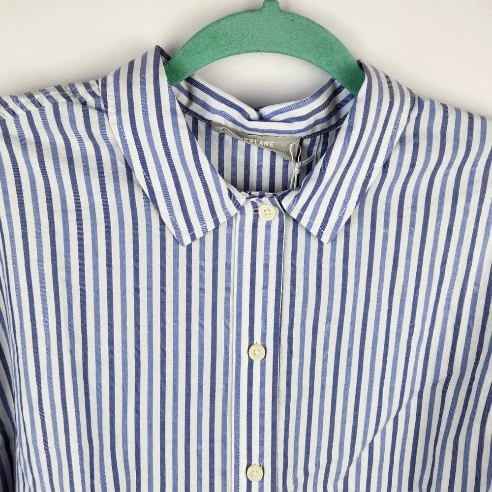 NWT Everlane Blue Stripe Button Up Collared PJ Pajama Shirt sz XS,S,M - Picture 3 of 7